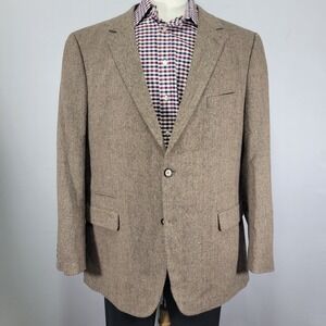Alan Flusser Men's Sport Coat Blazer Two Button‎ Brown Polyester Nylon 48R